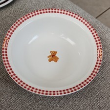 Lipton Teddy Bear Red Checkered Rim Advertising Dish Bowl Collectible