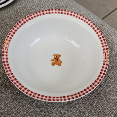 Lipton Teddy Bear Red Checkered Rim Advertising Dish Bowl Collectible