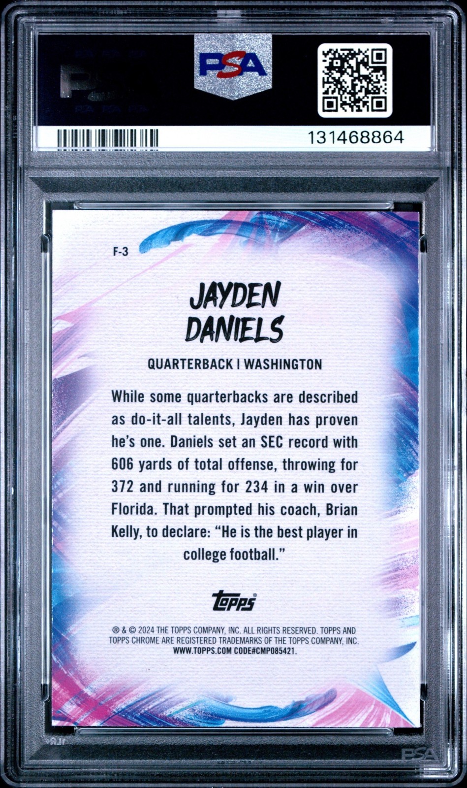 2024 Topps Chrome 🔥JAYDEN DANIELS🔥 Finesse Rookie PSA 10 💎 Gem Mint view 2