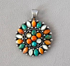 SU Thailand Sterling Silver Multi-Gemstone Round Pendant;A920 — photo 1