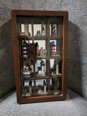 Scaasis Mini Lighthouse Collection with Wooden Case Hang On Wall Nautical Decor