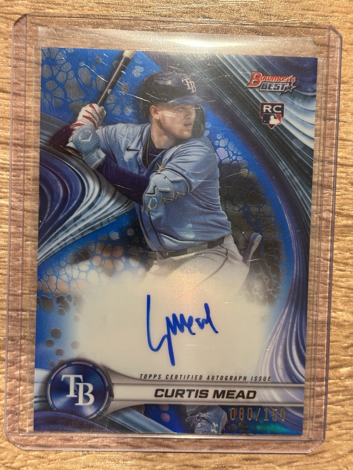 Curtis Mead RC 2024 Bowman's Best Baseball Blue Refractor Auto /150 Rays