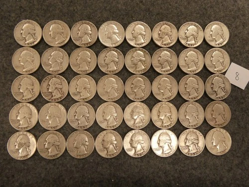40 coin US Washington Quarters Pre '65 90% Silver $10 face Ships FREE! Lot 8