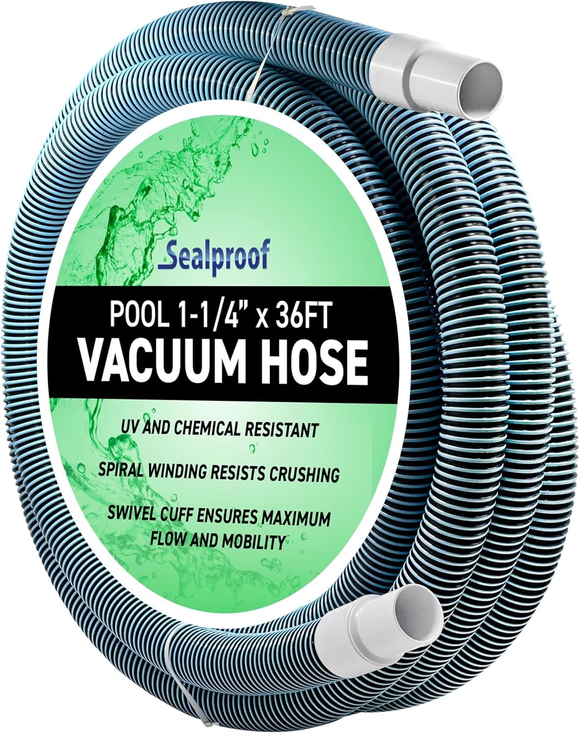 Kinkproof Design 36-Ft Pool Vacuum Hose with Swivel Cuff