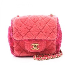 CHANEL Mini Matelass Shoulder Bag Fabric Boa Ladies Pink Used from JAPAN