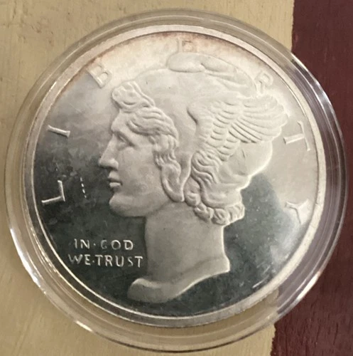 Mercury Dime Design 1 Troy Oz .999 Fine Silver Round