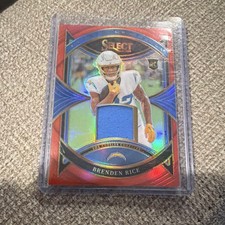 Panini 2024 Select Brenden Rice Rookie Swatches Red Prizm #RS-BRE Chargers