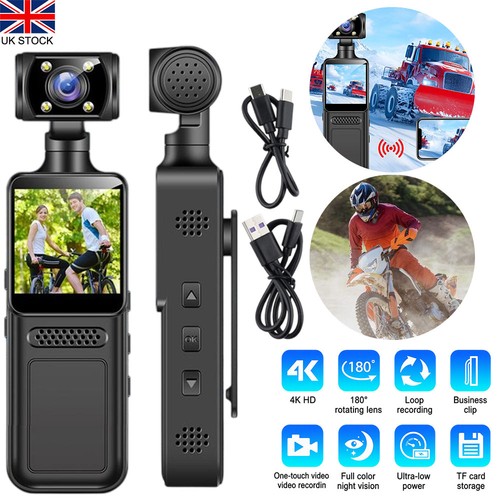 4K Mini Action Camera 180° Rotating Lens Bike Sport Video Camcorder WiFi Pocket