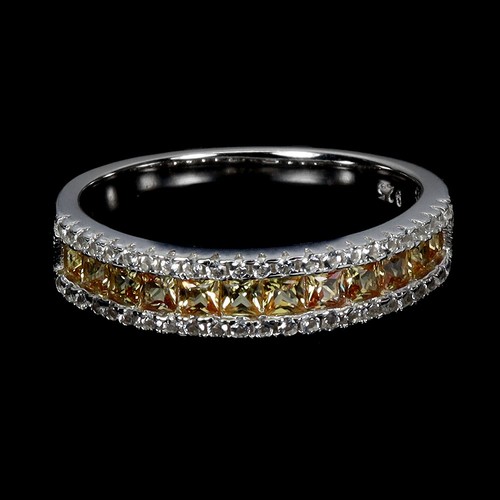 925 Sterling Silver Ring Princess Orange Sapphire Topaz Natural Gemstone Size 6. - Picture 2 of 13