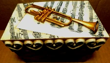 Roman Inc.~Allegre Collection Trumpet Music Notes/ Jewelry Music Box 2004