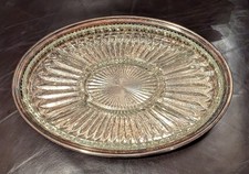 Elegant Pilgrim Large Oval Glass and Silverplate Serving/Relish Tray 14" VTG