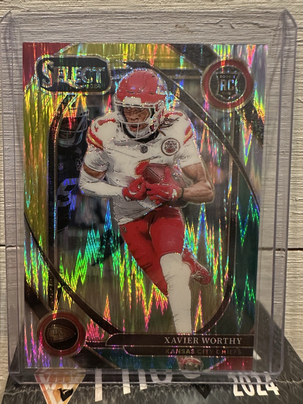 2024 Select Xavier Worthy Club RC Green and Yellow Prizm Shock #224 Chiefs