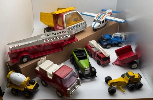 Vintage Tonka Toys Lot of 10 Trucks, Plane, Cars For Parts or Restoration