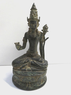 ASIAN BRONZE BUDDHA STATUE DEITY DEWI SRI RICE GODDESS HINDU TARA FIGURE