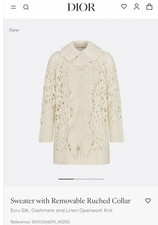CHRISTIAN DIOR IVORY CASMERE/SILK CROPPED JACKET WITH REMOVABLE RUCHED COLLAR