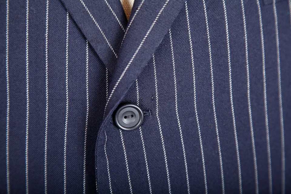 Huntsman & Sons Savile Row suit  38S 34W 28L navy stripe canvassed working cuff - Image 3 of 4