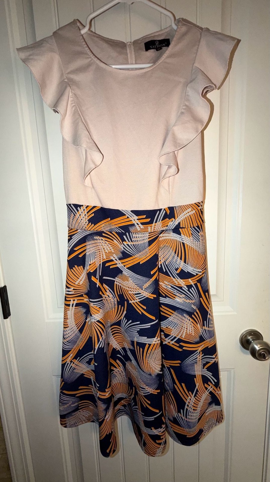 YATHON Ruffle Sleeve Mixed Print Midi Dress • Size Medium 💫, photo 2