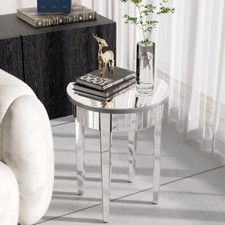 Tavolino vetro argento lucido tavolino da salotto tavolino da caffè a specchio