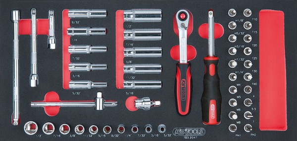 KS Tools SCS Chromeplus 1/4'' SteckschlüSsel-Satz, 47-Tlg. In 1/3 Systemeinlage-image