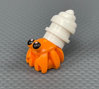 LEGO Orange Hermit Crab White Shell Black Eyes Minifigure Animal