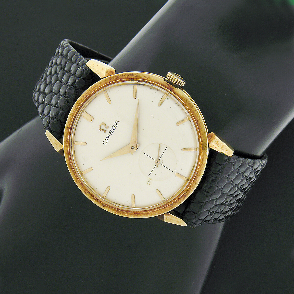 Vintage 18k Yellow Gold 34mm Omega 17j Bumper Automatic Wrist