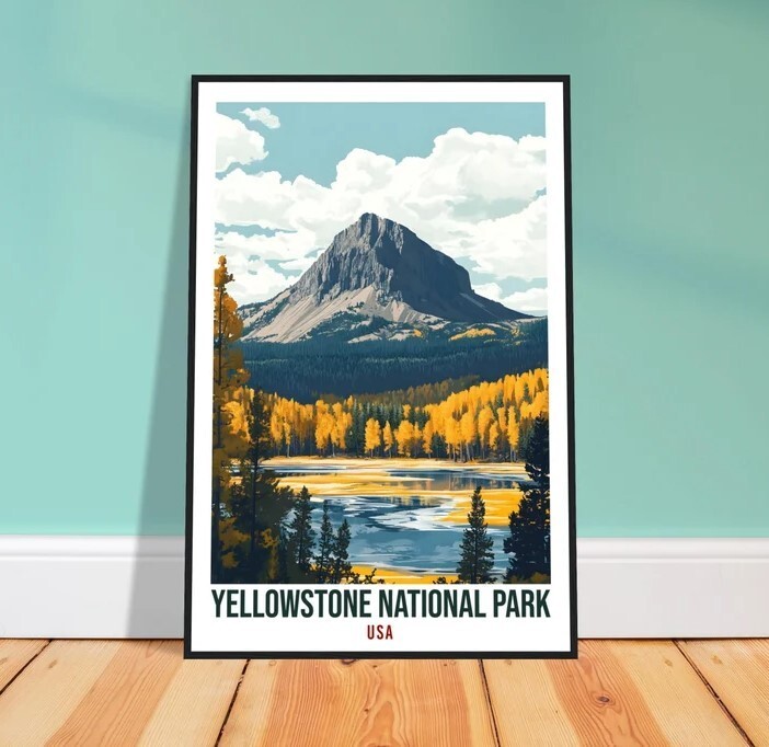 Yellowstone National Park Travel Wall Art USA Landscape Print