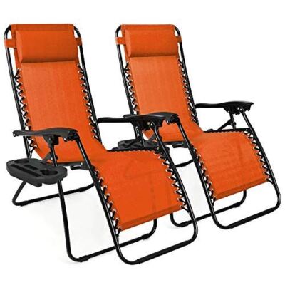 Best Choice Products Set of 2 Adjustable Steel Mesh Zero Gravity Lounge Chair Re