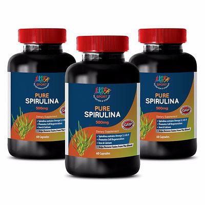 Pure Spirulina 500mg - Immune Support Supplement - Chlorella - Vitamin B12 - 3B