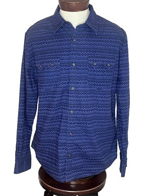 Levi s Blue Geometric Print Snap Front Long Sleeve Shirt Men s XL Modern Fit