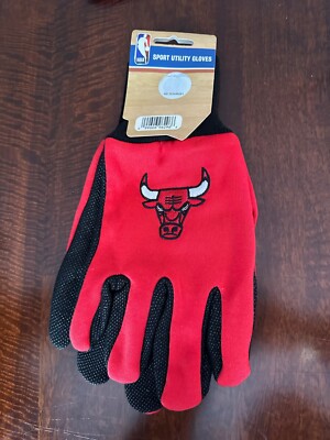 NBA Chicago Bulls 2 Tone Non-Slip Utility Gloves Red
