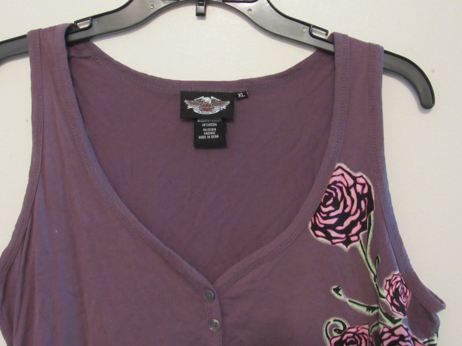 harley-davidson skull and roses design tank-top