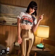 American Apparel Disco Pants Gold Caramel S
