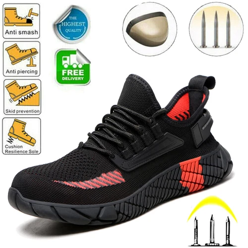 Damen-Sicherheitsschuhe Stahlkappe antistatisch leicht Stiefel Arbeit rutschfeste Turnschuhe - Bild 2 von 28