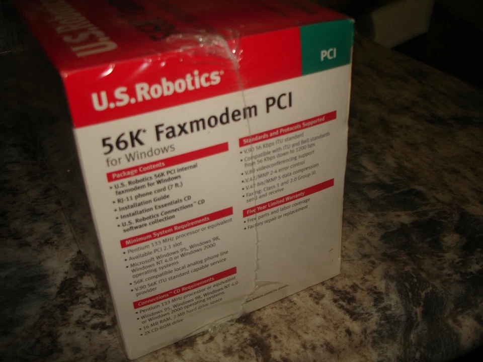 New Genuine US Robotics 3CP5699A Computer faxmodem PCI Brand New Sealed Bin 961 - Image 2 of 4