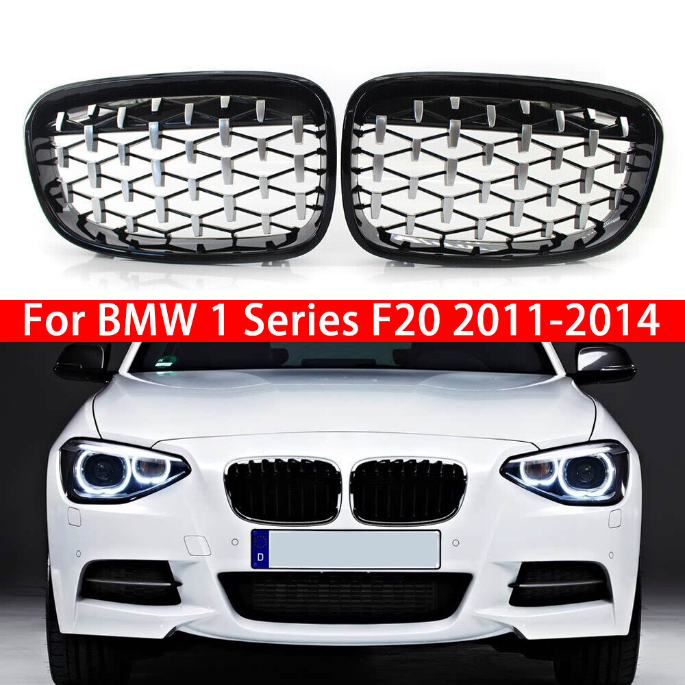 楽一番 Chrome Diamond Grille Front Bumper Kidney Grill For BMW 1 Series
