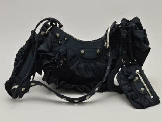 BALENCIAGA LE CAGOLE Fabric Shoulder Bag Black 871309 w Dust BALENCIAGA LE CAGOLE Fabric Shoulder Bag Black 871309 w Dust
