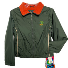 Mudd Women Jacket Full Zip Pockets Orange Trim Zip Off Sleeves Green Junior M
