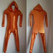 Catsuit 7-8yrs Orange Shine Plainwear with Hood Freestyle dancewear/Fitness