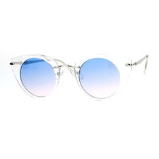 Womens Fashion Sunglasses Round Cateye Clear Frame Ombre Gradient Lens