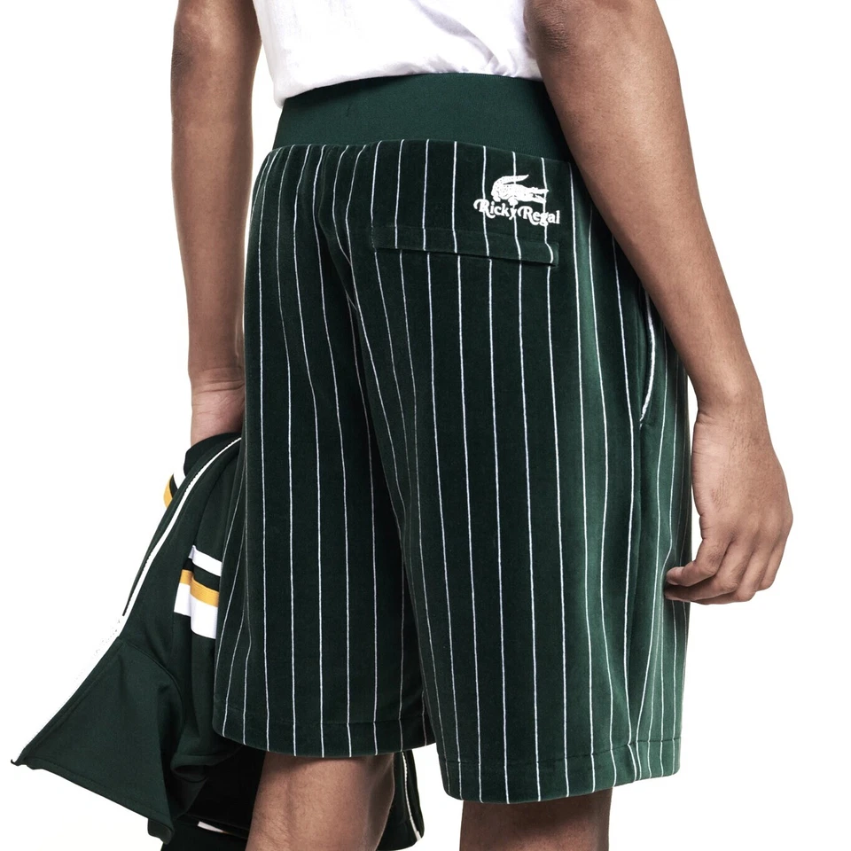 Ricky Regal x Lacoste Green Striped Velvet Bermuda Shorts SMALL Bruno Mars rare