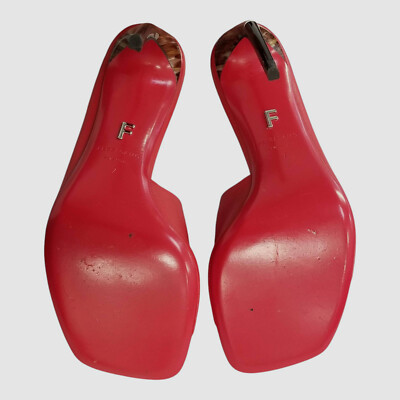 Salvatore Ferragamo Women Red Nymphe Asymmetrical Leather Mule