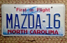North Carolina Vanity Personalized License Plate Mazda 16 Japanese Sports Car North Carolina Vanity Personalized License Plate Mazda 16 Japanese Sports Car