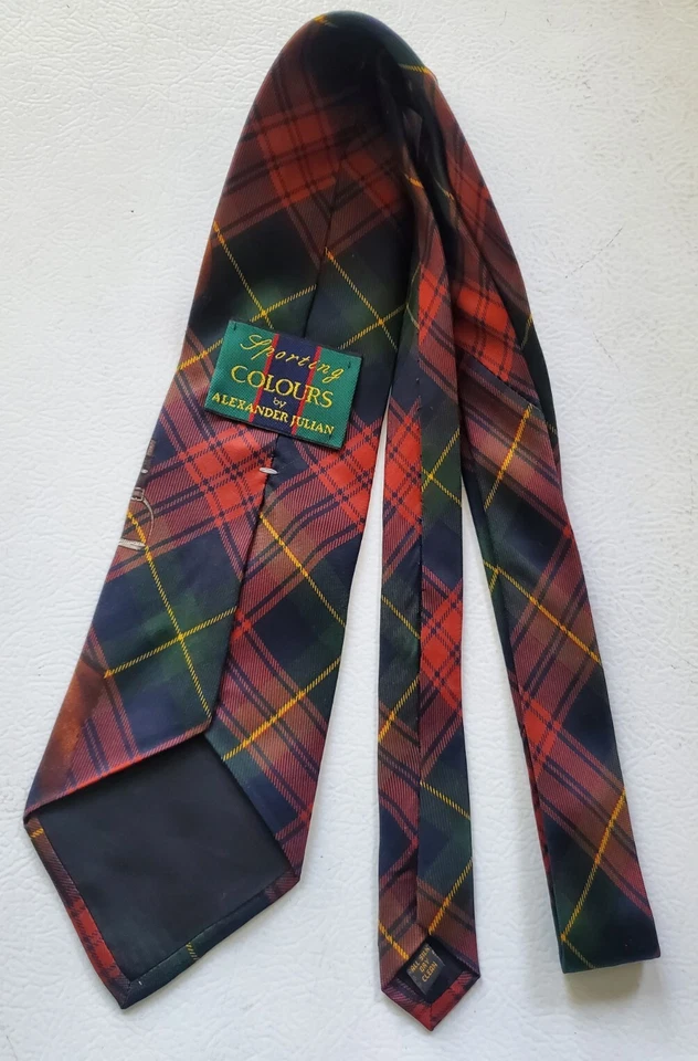 Corbata Alexander Julian a cuadros 100 % seda 3,8" X 57". Hecho en USA. Foto 3 de 4