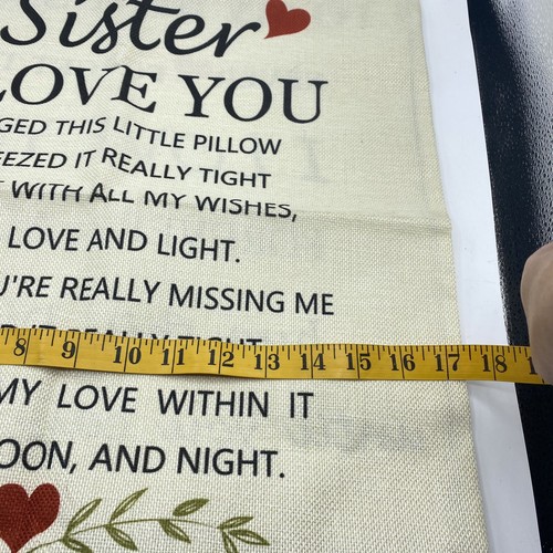 Sister "I Love You Sister" Pillow Cover Burlap 17"x17" Double Sided - 第 7/7 張圖片