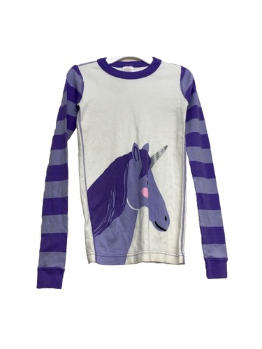 Hanna Anderson Purple Unicorn Long Sleeved Girls Pajama Top Kids US 12