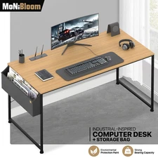 Light Walnut Wood[WORKSTATION+STORAGE BAG]Office Computer Desk Home Laptop Table