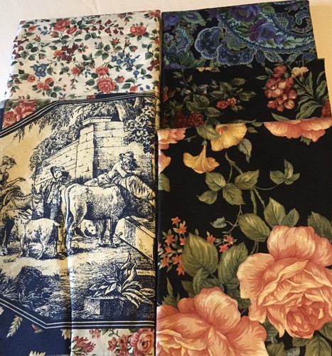 Half Yard 5 Pieces Floral Variety Colors Fabric 100% Cotton B NOS - Picture 4 of 10