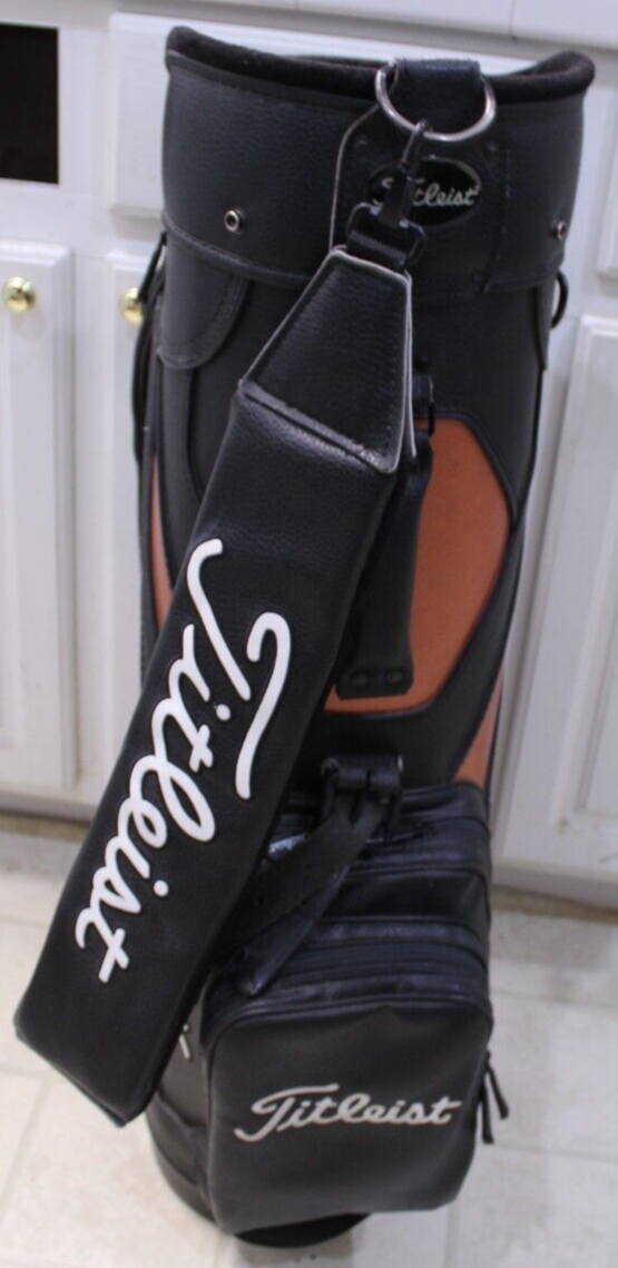 Titleist Leather Golf Cart Bag 6 Way Divider NO RAIN HOOD *READ