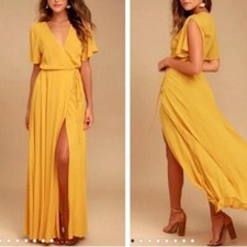 Lulu Yellow/Mustard  Wrap Maxi Dress
