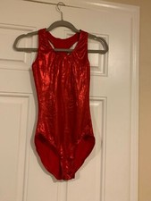 Balera dance leotard RN 58430 red, adult small with scrunchie